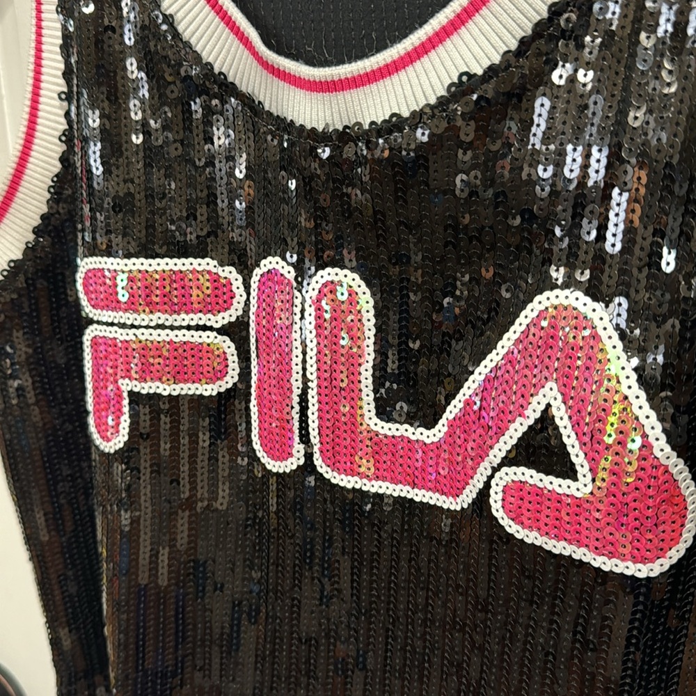 *NEW* FILA QUEEN OF THE COURT SEQUINED CROP JERSEY LARGE - Picture 4 of 8